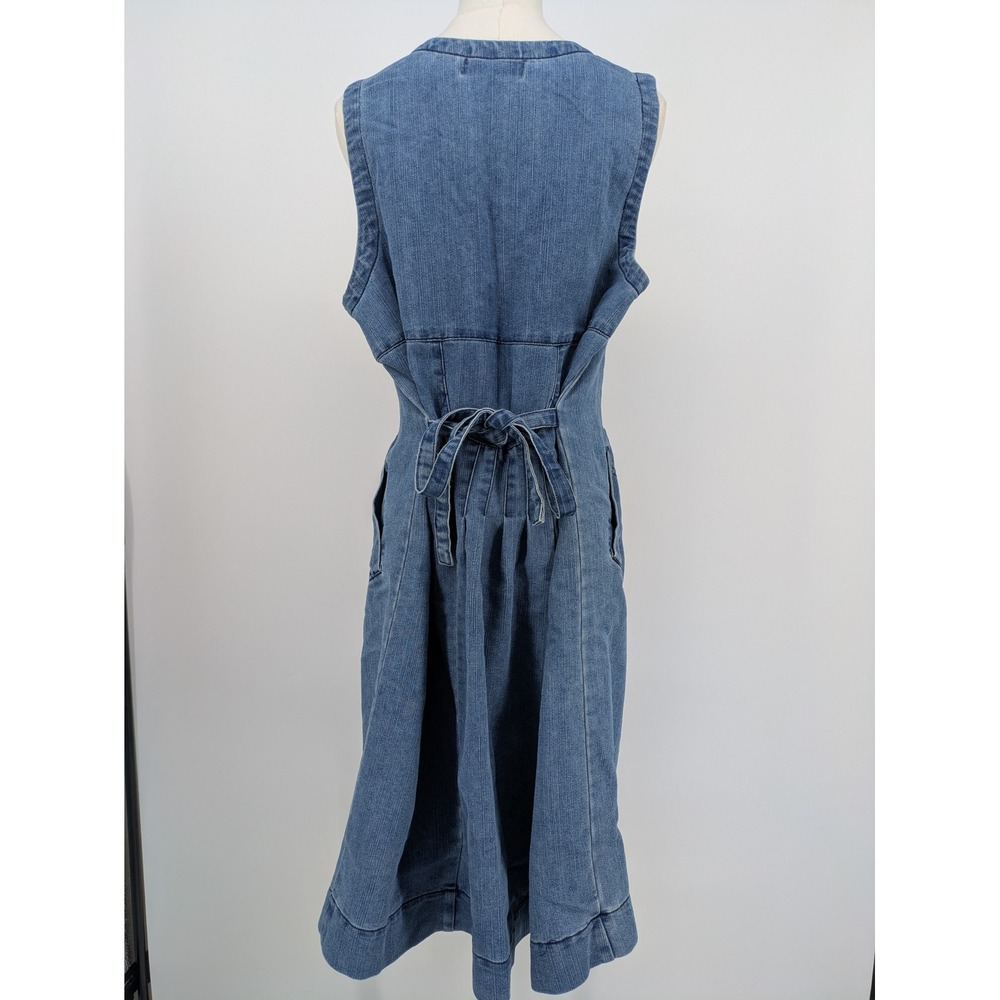 Taillissime La Redoute Denim Midi Dress 16W Y2K Sleeveless Tie Back Pockets Boho - Picture 3 of 13